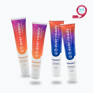 Twee tubes Ever Ready warmte crème en twee tubes cooling gel