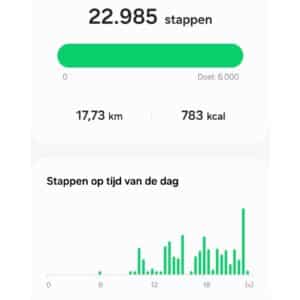 Beweeg statistieken van Samsung Health met aantal stappen per dag.