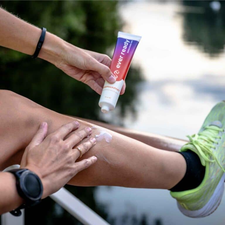 Warmte creme voor een warming up voor een marathon / hardlopen. Helpt tegen spierkramp