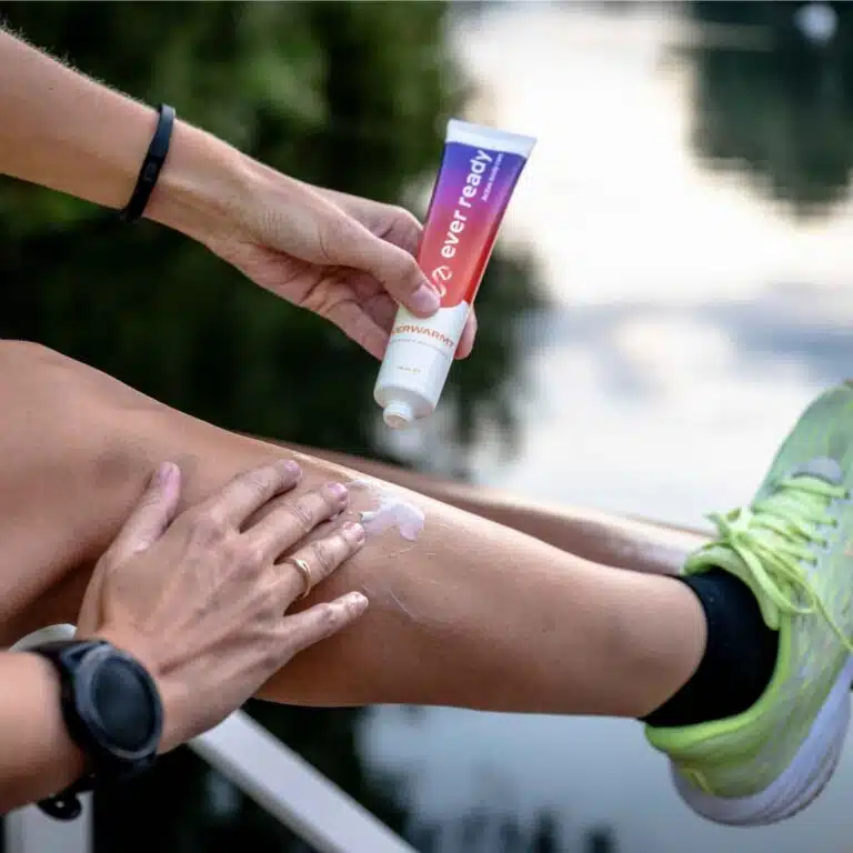 Warmte creme voor een warming up voor een marathon / hardlopen. Helpt tegen spierkramp
